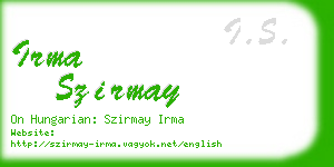 irma szirmay business card